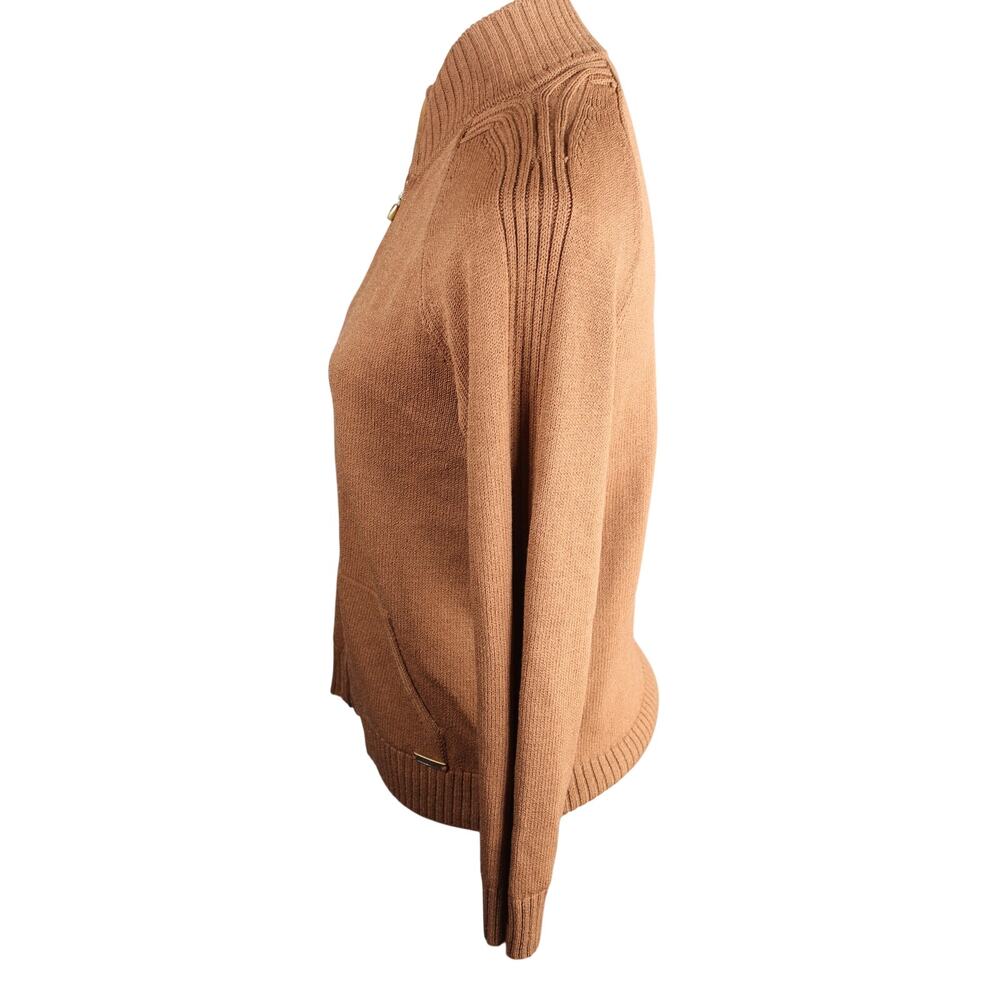 St John Sport Cardigan Womens Small Brown Wool Sweater Full Zip Quiet Luxury - Picture 5 of 7
